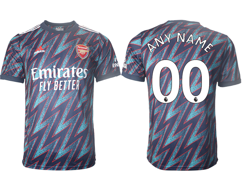 Men 2021-2022 Club Arsenal Second away aaa version blue customized Soccer Jersey->customized soccer jersey->Custom Jersey